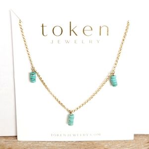 Token 18" Turquoise Stacked Stone Gold Fill Necklace GORGEOUS